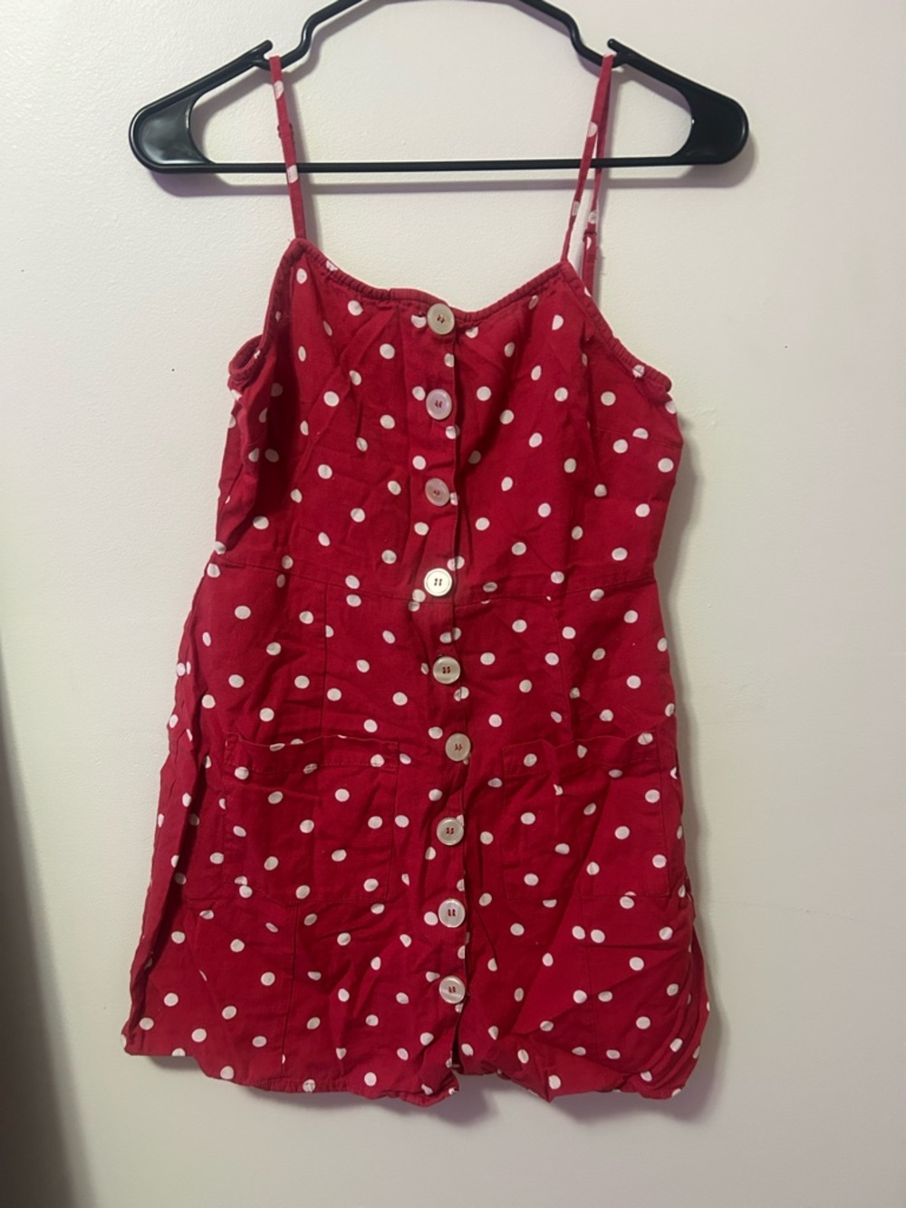 ASOS Red Polka Dot Button-Front Mini Sundress